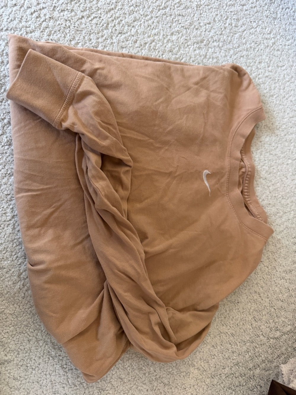 Nike Tan Crewneck Sweatshirt with White Swoosh